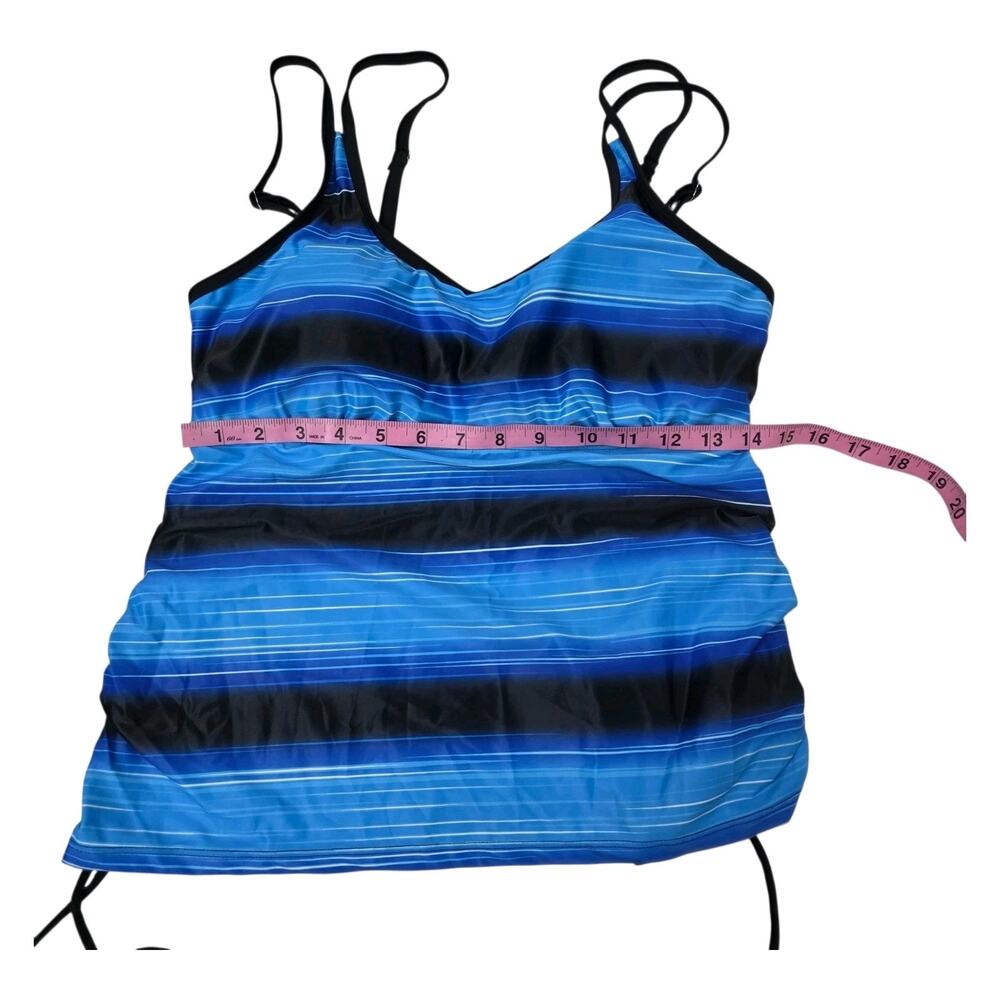 Women's Blue Tankini Set Two Piece Tummy Control High Waist Swimsuit Size Large - Picture 4 of 6